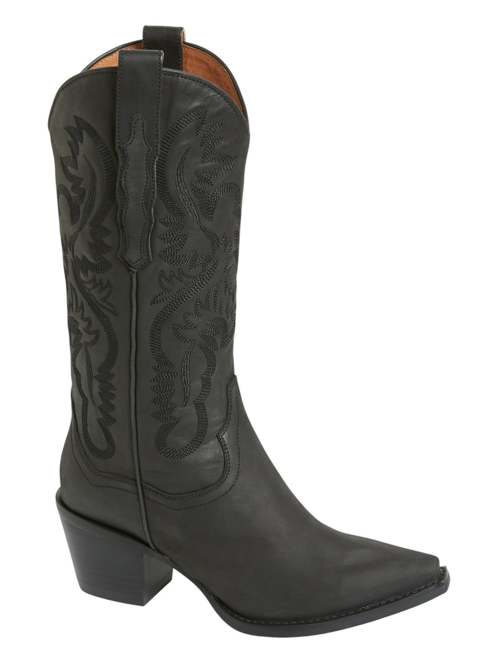 JEFFREY CAMPBELL DAGGET BLACK WASH LEATHER WESTERN BOOTS SIZE 8 NWOB